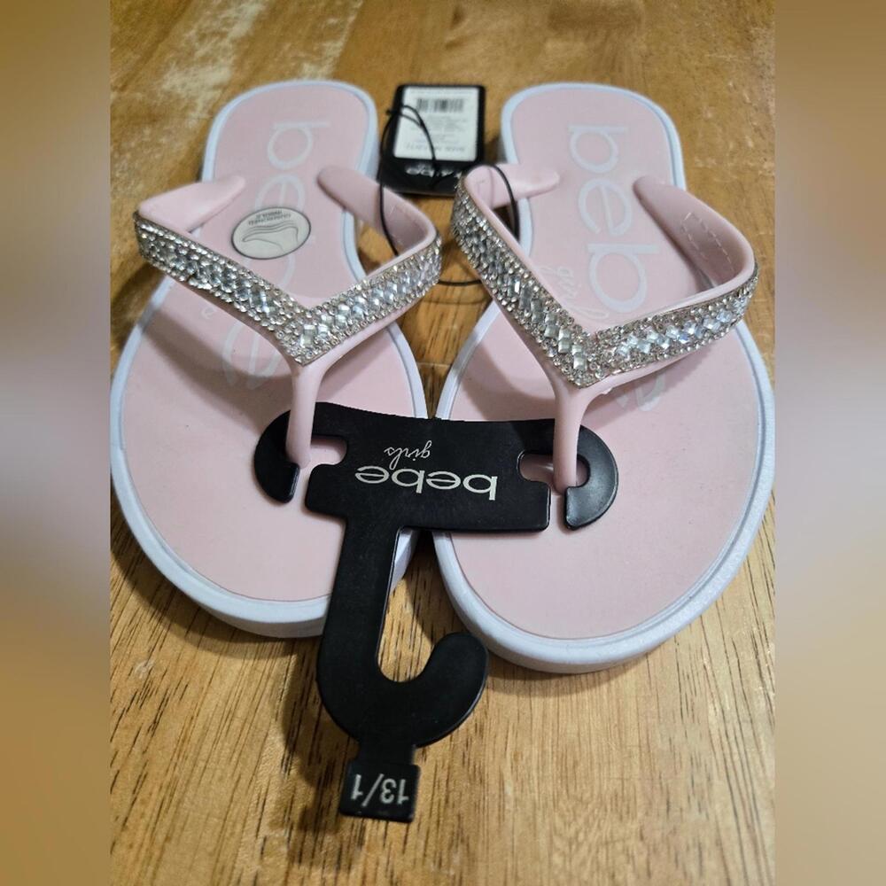 Bebe Girls Pink Sandals with Rhinestones - Picture 4 of 5